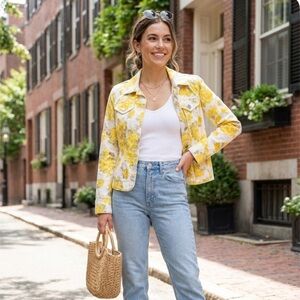 Charter Club Yellow Floral Jean Jacket